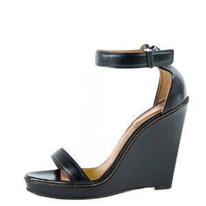 Givenchy Leather Zipper Trim Platform Ankle Strap Wedge Sandals 37.5 US 7 $1245